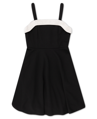 Shop Speechless Big Girls Rhinestone Trim Tie Back Sleeveless Dress In Black
