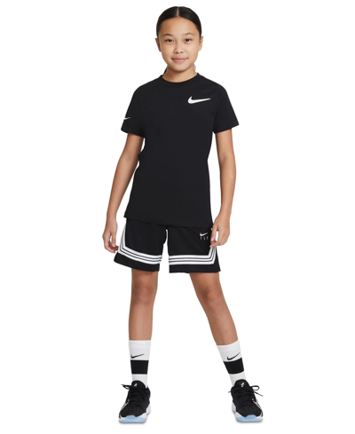 Shop Nike Big Girls Fly Crossover Basketball Shorts In Black