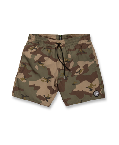 Shop Volcom Men's Center Print Trunk 17" Shorts In Camouflage