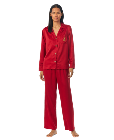 Shop Lauren Ralph Lauren Women's 2-pc. Satin Pajamas Set In Red