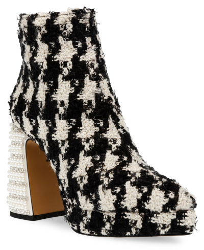 Shop Betsey Johnson Women's Raylan Platform With Rhinestone Heel Bootie In Houndstooth