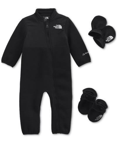 Shop The North Face Baby Boys Fleece Coverall, Mittens And Socks, 3 Piece Set In Tnf Black