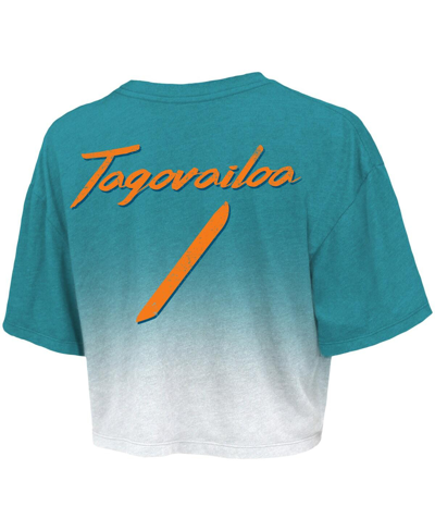 Majestic Women's  Threads Tua Tagovailoa Aqua, White Miami Dolphins Drip-dye Player Name And Number T In Aqua,white