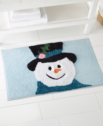 Avanti Snowman Holiday Cotton Bath Rug, 20" X 32" In Blue