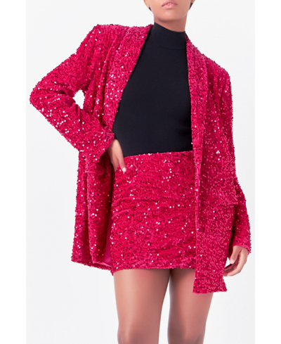 Shop Endless Rose Women's Sequins Velvet Blazer In Fuchsia