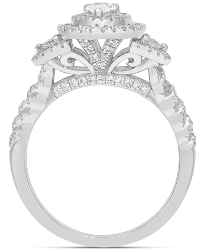 Macy's Diamond Pear-cut Halo Engagement Ring (1 Ct. T.w.) In 14k White Gold In White Gold