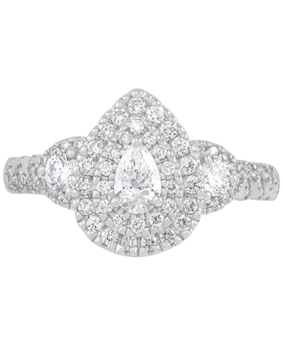 Macy's Diamond Pear-cut Halo Engagement Ring (1 Ct. T.w.) In 14k White Gold In White Gold