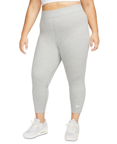 Shop Nike Plus Size Sportswear Classics High-waisted 7/8 Leggings In Dark Grey Heather