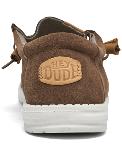 Shop Hey Dude Men's Wally Sox Craft Suede Casual Moccasin Sneakers From Finish Line In Brown
