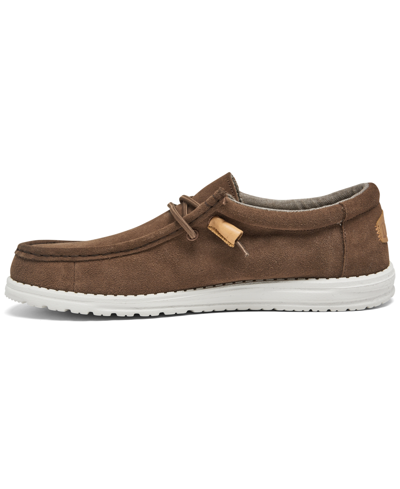 Shop Hey Dude Men's Wally Sox Craft Suede Casual Moccasin Sneakers From Finish Line In Brown