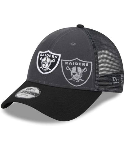 New Era Big Boys And Girls  Graphite Las Vegas Raiders Reflect 9forty Adjustable Hat In Graphite
