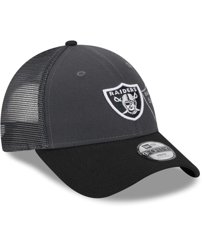 New Era Big Boys And Girls  Graphite Las Vegas Raiders Reflect 9forty Adjustable Hat In Graphite