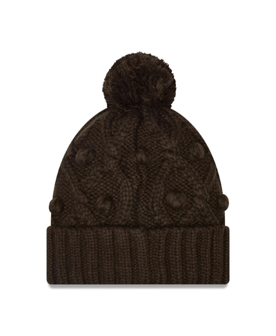 New Era Girls Youth  Brown Cleveland Browns Toasty Cuffed Knit Hat With Pom In Brown