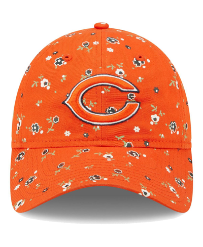 Shop New Era Women's  Orange Chicago Bears Floral 9twenty Adjustable Hat