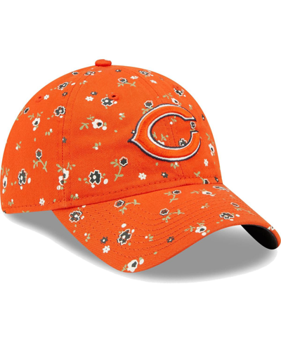 Shop New Era Women's  Orange Chicago Bears Floral 9twenty Adjustable Hat