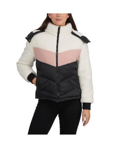 Shop Hurley Women's Nellis Mix Media Jacket With Detachable Hood In Black