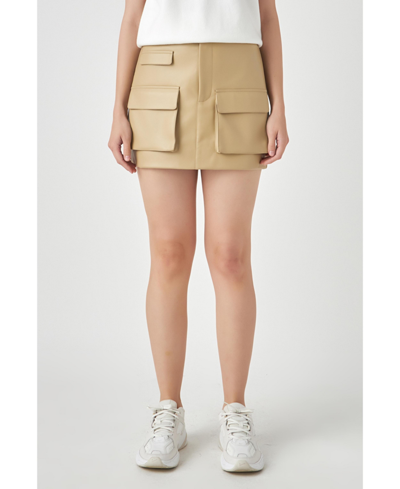 Shop Grey Lab Women's Low Waisted Cargo Mini Skirt In Taupe