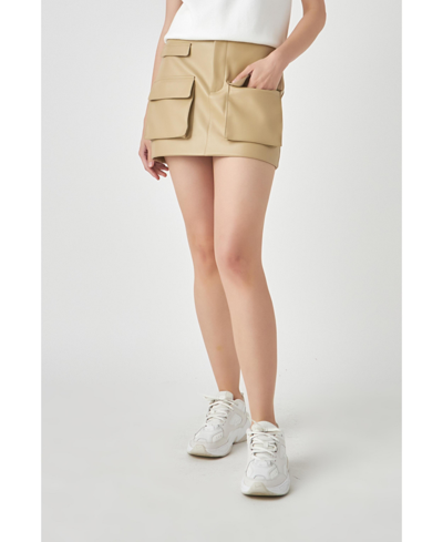 Shop Grey Lab Women's Low Waisted Cargo Mini Skirt In Taupe