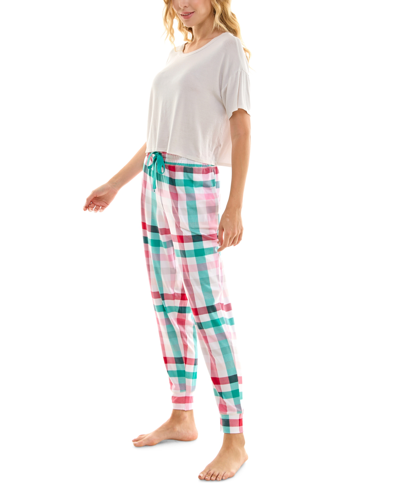 Shop Roudelain Women's Printed Drawstring Jogger Pajama Pants In Polar Fairisle