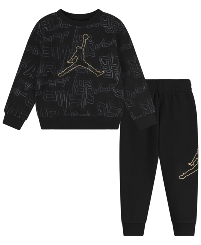 Shop Jordan Toddler Boys Take Flight Crewneck Sweatshirt And Joggers, 2 Piece Set In Black