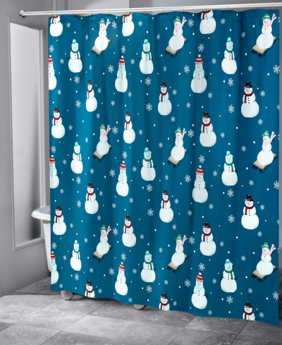 Shop Avanti Snowman Holiday Printed Shower Curtain, 72" X 72" In Blue