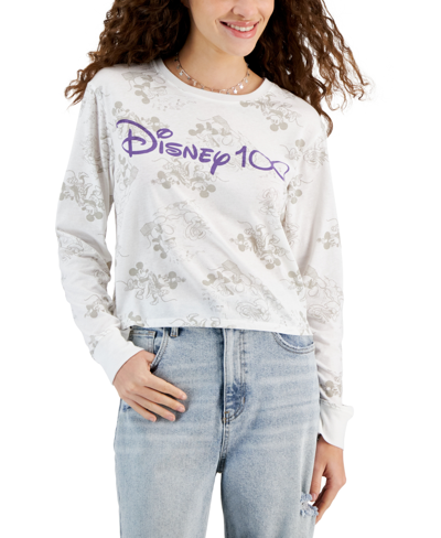 Shop Disney Juniors' 100th Anniversary Long-sleeve T-shirt In White
