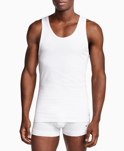 Shop Nike Men's Slim-fit 2-pk. Essential Stretch Tank Undershirts In White,white