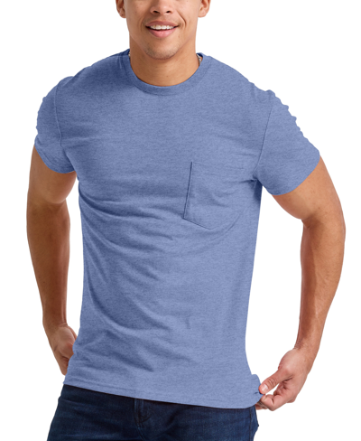 Shop Alternative Apparel Men's Hanes Originals Tri-blend Short Sleeve Pocket T-shirt In Blue