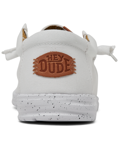 Shop Hey Dude Men's Wally Washed Canvas Casual Moccasin Sneakers From Finish Line In White
