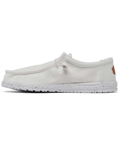 Shop Hey Dude Men's Wally Washed Canvas Casual Moccasin Sneakers From Finish Line In White