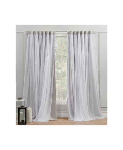 Shop Exclusive Home Curtains Catarina Layered Solid Blackout And Sheer Grommet Top Curtain Panel Pair, 52" X 84" In Dark Gray