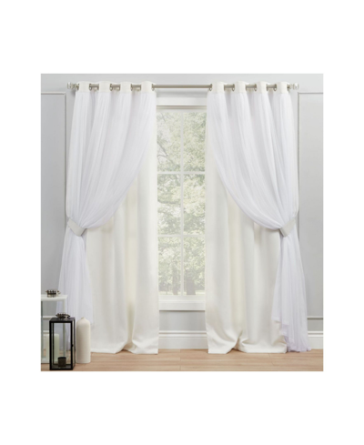 Exclusive Home Curtains Catarina Layered Solid Blackout And Sheer Grommet Top Curtain Panel Pair, 52" X 84" In Dark Gray