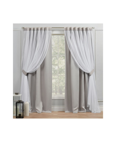 Shop Exclusive Home Curtains Catarina Layered Solid Blackout And Sheer Grommet Top Curtain Panel Pair, 52" X 84" In Dark Gray