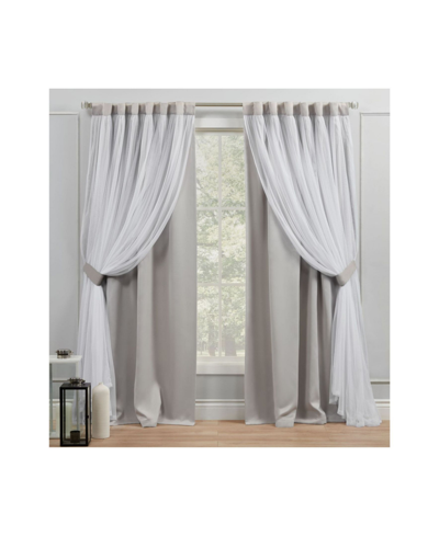 Exclusive Home Curtains Catarina Layered Solid Blackout And Sheer Grommet Top Curtain Panel Pair, 52" X 84" In Dark Gray