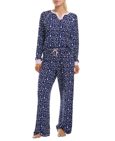 Shop Splendid Women's 2-pc. Printed Drawstring Pajamas Set In Navy Animal