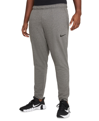 Shop Nike Men's Dri-fit Taper Fitness Fleece Pants In Charcoal Heather