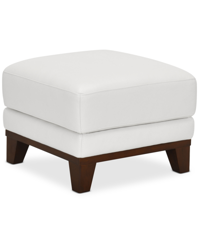 Shop Macy's Jeddo 25" Leather Ottoman, Created For  In Cream