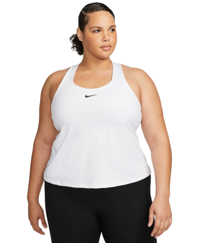 Shop Nike Plus Size Active Medium-support Padded Sports Bra Tank Top In White
