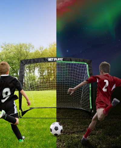 Net Playz Backyard Soccer Goal, Light Up Soccer Goals Gift, Glow In The Dark, Portable Pop-up Football Goals F In Black