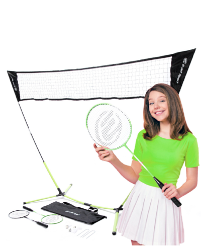 E-jet Sport Badminton Net Outdoor Game, Badminton Set, Rackets Shuttlecocks Combo No Tools Required, Portable In Green