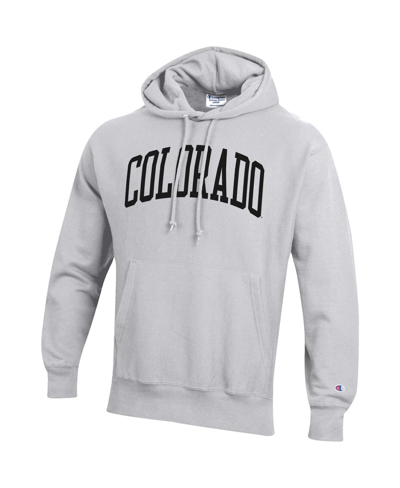 Shop Champion Men's  Heathered Gray Colorado Buffaloes Team Arch Reverse Weave Pullover Hoodie
