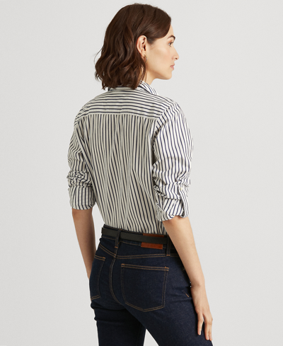 Ralph Lauren Striped Cotton Shirt In White,indigo