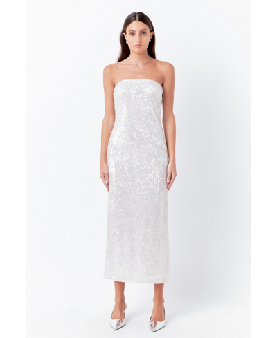 Shop Endless Rose Women's Strapless Sequins Maxi Dress In Clear