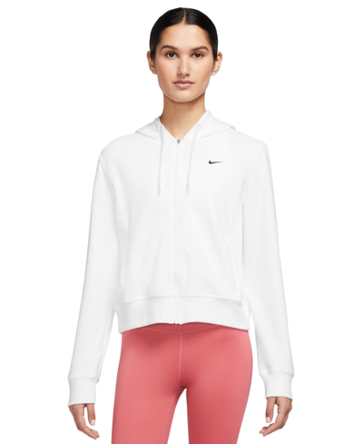 Shop Nike Women's Dri-fit One French Terry Full-zip Hoodie In White