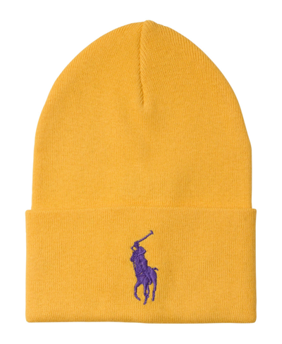 Shop Polo Ralph Lauren Men's Big Pony Cuff Hat In Yellow Fin