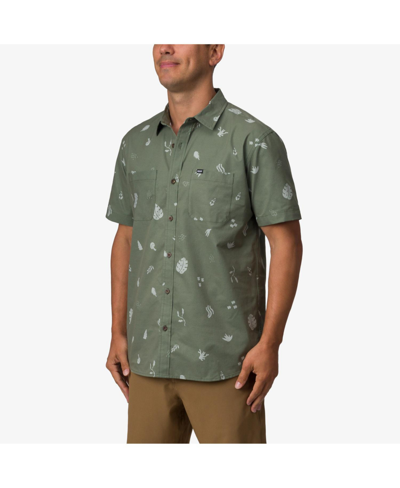 Shop Reef Men's Bloom Short Sleeves Woven Shirt In Light Olive