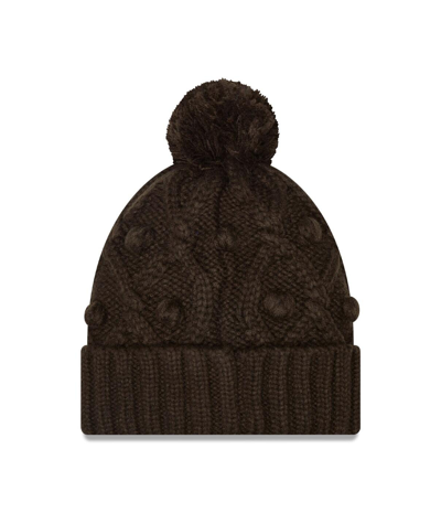 Shop New Era Women's  Brown Cleveland Browns Toasty Cuffed Knit Hat With Pom