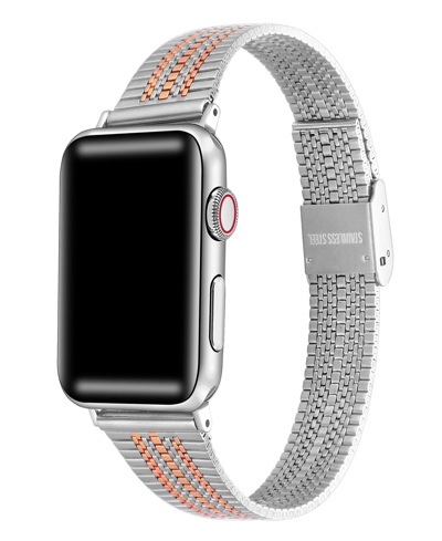 Shop Posh Tech Unisex Eliza Stainless Steel Bicolor Band For Apple Watch Size- 38mm, 40mm, 41mm In Two Tone Rose Gold