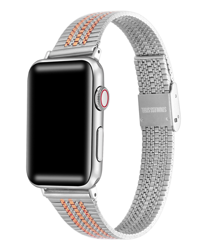 Posh Tech Unisex Eliza Stainless Steel Bicolor Band For Apple Watch Size- 42mm, 44mm, 45mm, 49mm In Two Tone Rose Gold