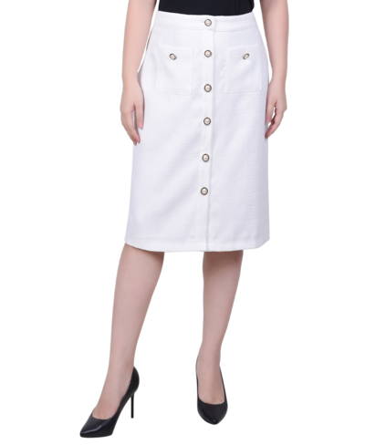 Shop Ny Collection Women's Slim Tweed Double Knit Skirt With Pockets In Ivory